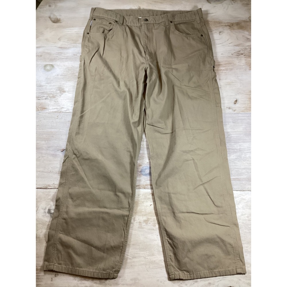 Carhartt Mens Tan Canvas Work Pants Carpenter Utility Relaxed Fit 40x32 B159